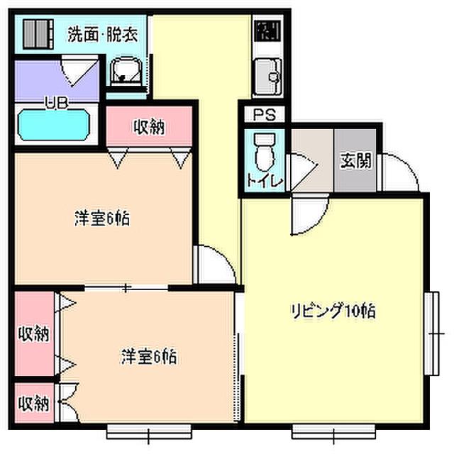 エスパニア砂川I(2LDK/2階)の間取り写真