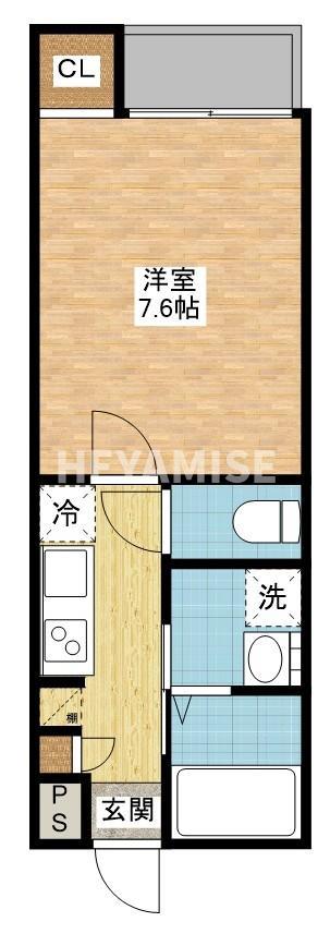 AMMOUDI東諫早(1K/1階)の間取り写真