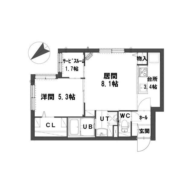グランメール 24ウエスト(1LDK/3階)の間取り写真