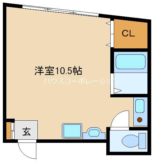 隆起ビル(ワンルーム/3階)の間取り写真