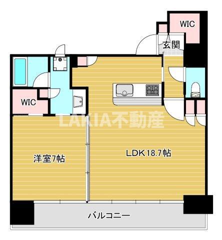 VALTHAUS(1LDK/7階)の間取り写真