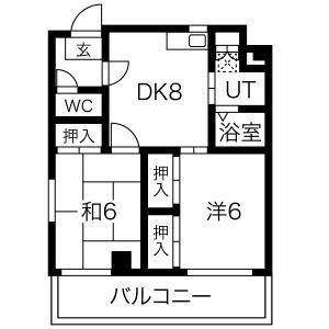 サングリーン新栄(2DK/6階)の間取り写真