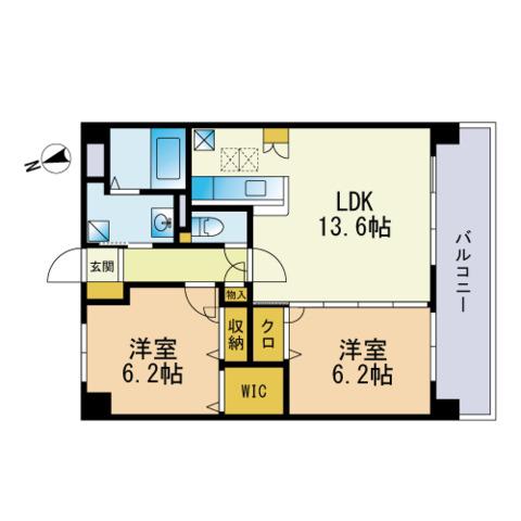 ネオジェラーモ(2LDK/6階)の間取り写真