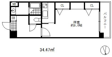 カイセイ新神戸第2(1K/11階)の間取り写真