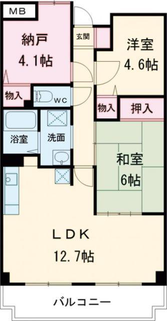 コンプリチェKATAYAMA(3LDK/4階)の間取り写真