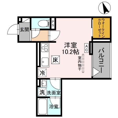 TORISIAS三峯(ワンルーム/1階)の間取り写真