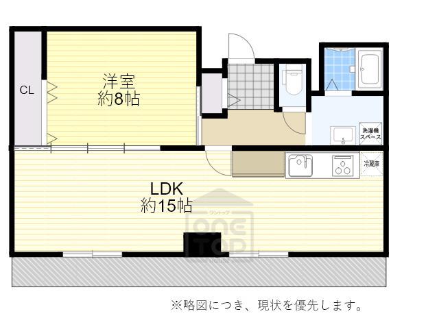 エバーグリーン新御堂(1LDK/8階)の間取り写真