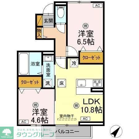 フォレストウッド B棟(2LDK/1階)の間取り写真
