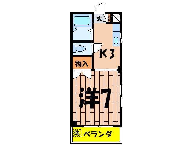 フローラルハイツ(1K/2階)の間取り写真