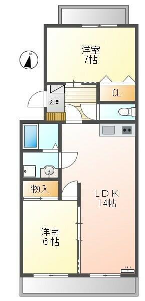 サンハイツコジマ(2LDK/1階)の間取り写真