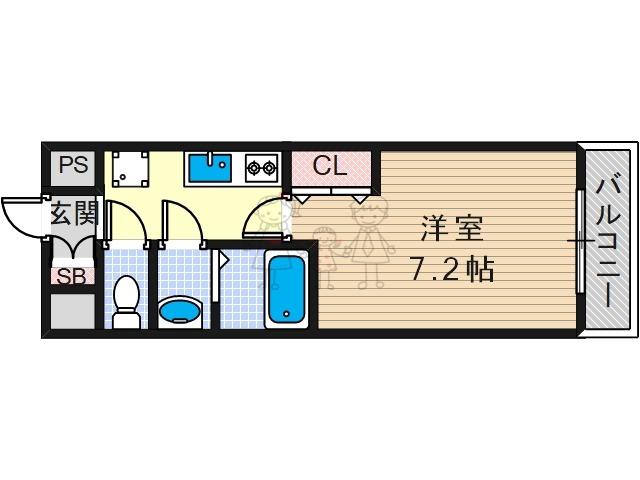 M-CITY天王寺(1K/4階)の間取り写真
