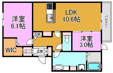 MERVEILLE MAISON(2LDK/2階)の間取り写真