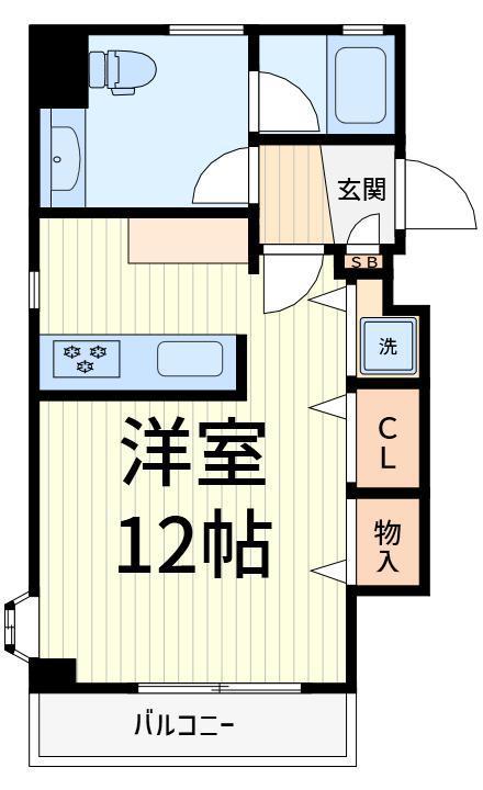 齋喜ビル(ワンルーム/5階)の間取り写真
