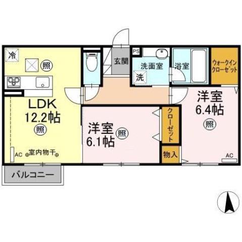 ルナ ピエーナ(2LDK/1階)の間取り写真