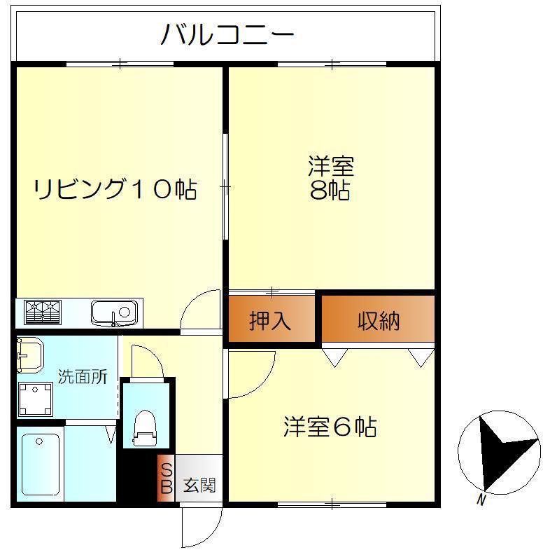 ノルド21(2LDK/2階)の間取り写真