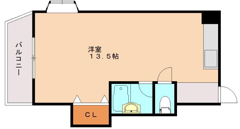 エスポワール城西(1K/2階)の間取り写真