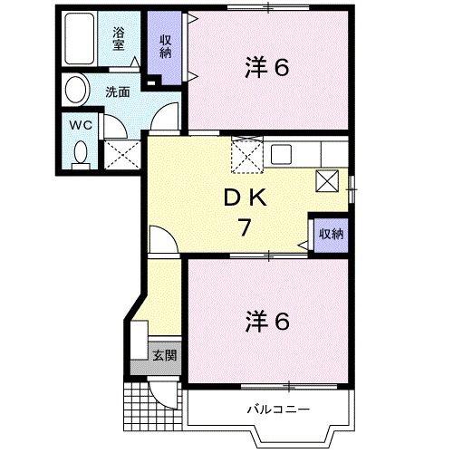 ステージ1A(2DK/1階)の間取り写真