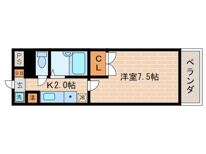 コリンシア(1K/2階)の間取り写真