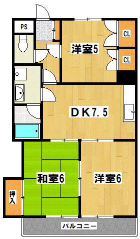 原第10マンション(3DK/2階)の間取り写真