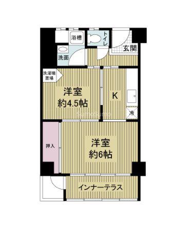 堀江テラス(2K/4階)の間取り写真