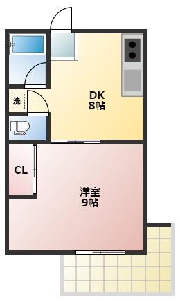アベニューモリI(1DK/1階)の間取り写真