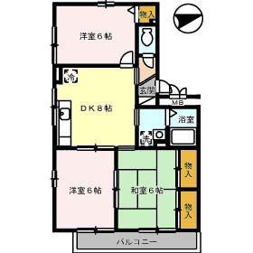 ルミエール西山(2LDK/3階)の間取り写真