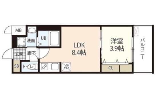 S-RESIDENCE表町(1LDK/6階)の間取り写真