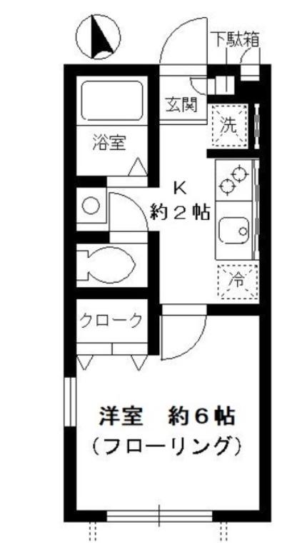 都営大江戸線 練馬駅 徒歩6分 2階建 築23年(1K/1階)の間取り写真