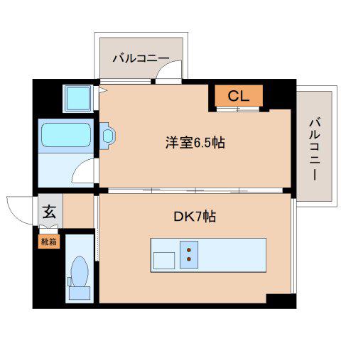 デザイナーズマンションWANARI(1K/3階)の間取り写真