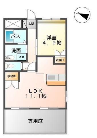 スタービレ小倉(1LDK/1階)の間取り写真