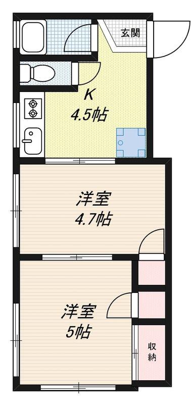 池袋寿荘(2K/1階)の間取り写真