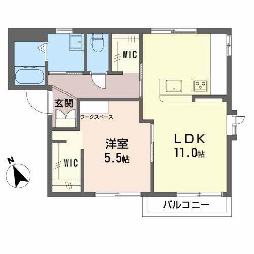 フレグランスにしみや(1LDK/2階)の間取り写真