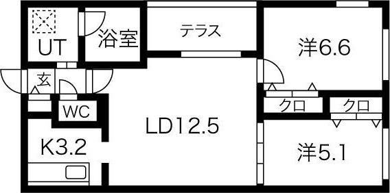 ESSENCE24E(2LDK/1階)の間取り写真