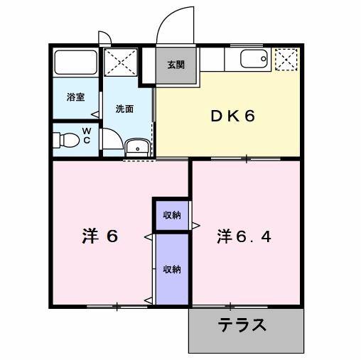 フェニックス徳吉B(2DK/1階)の間取り写真