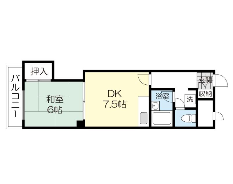 ロイヤルヒルズ上杉II(1DK/2階)の間取り写真