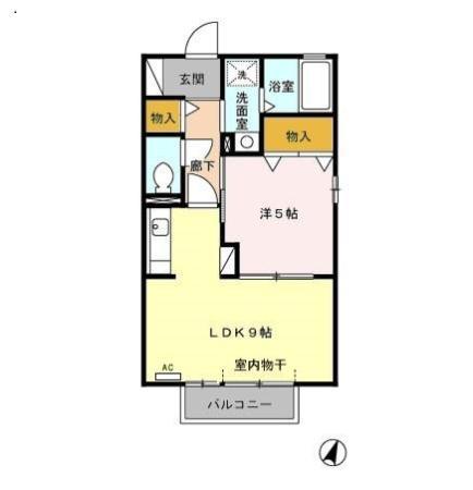 ルミエール(1LDK/1階)の間取り写真