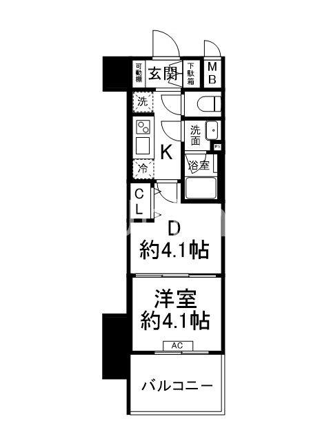 アスヴェル京都西大路サウス(1DK/4階)の間取り写真