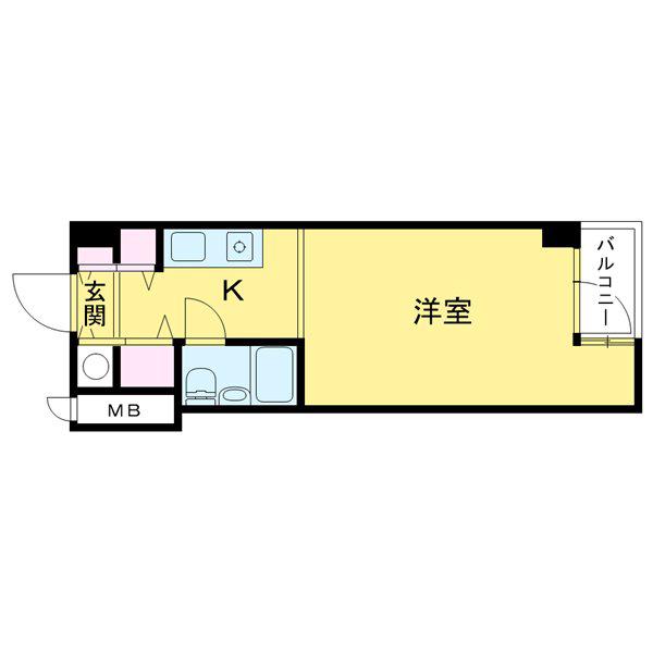 ベルトピア多摩川(ワンルーム/2階)の間取り写真
