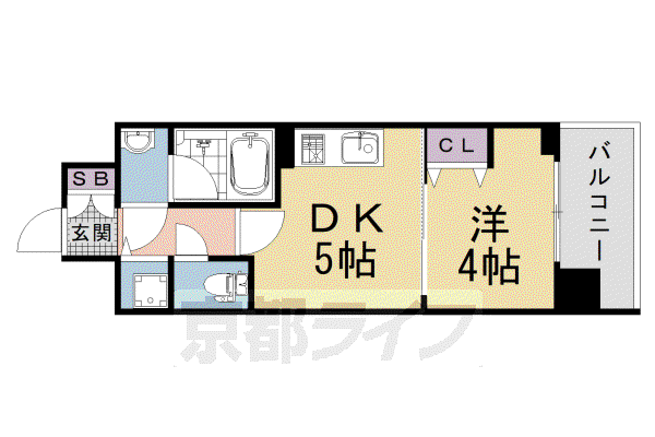 ベラジオ 雅び 京都七条ウエストII(1DK/4階)の間取り写真