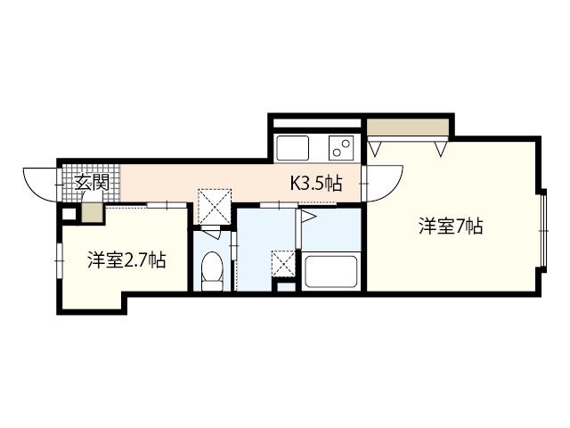 CASA DEL FIUME(2K/1階)の間取り写真