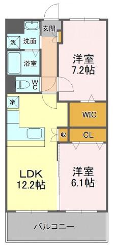 サンリーフ手越(2LDK/2階)の間取り写真
