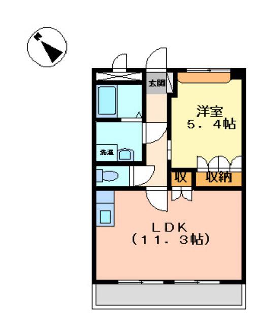 ソレイユ一条院(1LDK/1階)の間取り写真