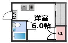 MINTIA北巽(ワンルーム/2階)の間取り写真