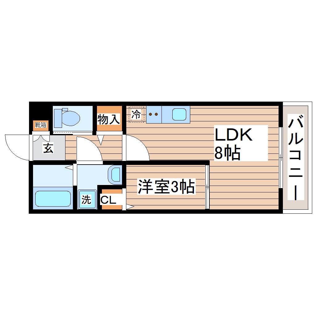 台原4丁目アパート A棟(1LDK/3階)の間取り写真