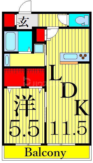 グランメゾン(1LDK/3階)の間取り写真