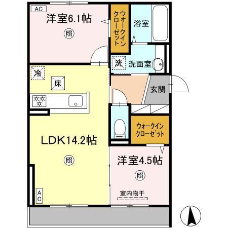 カトル セゾン(2LDK/1階)の間取り写真