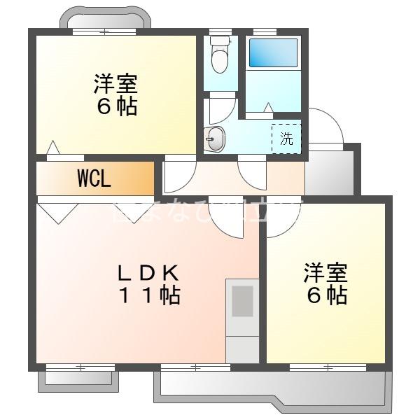 グリーンガーデン稲場A棟(2LDK/3階)の間取り写真