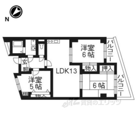 ハイエスト桂(3LDK/2階)の間取り写真