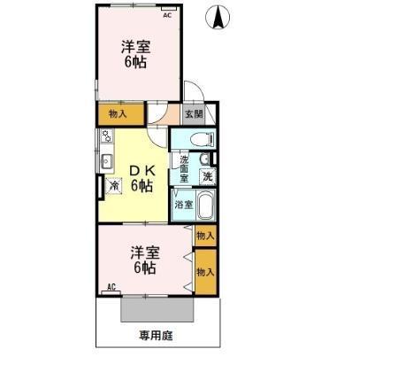 セジュール飯村北(2DK/1階)の間取り写真
