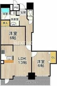 フェルザ住之江公園(2LDK/3階)の間取り写真